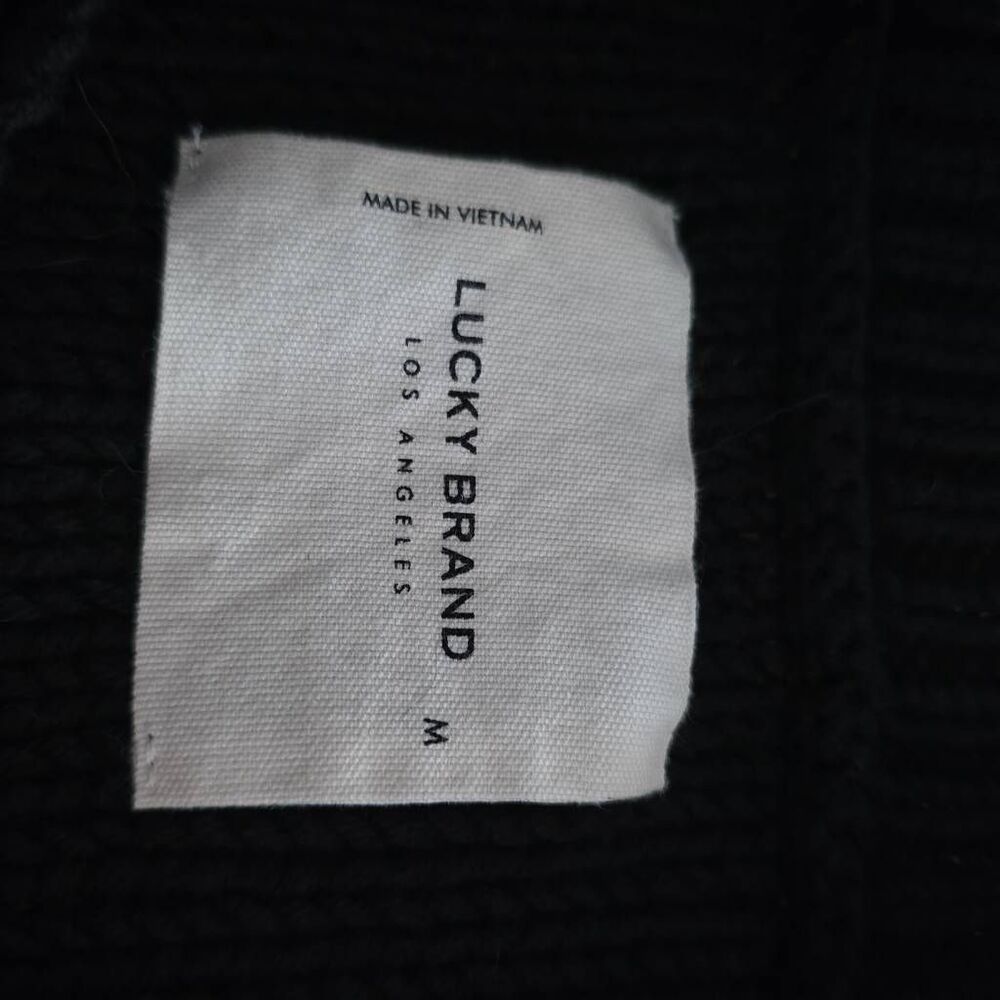 Lucky Brand Women's Size Medium Black Cold Shoulder Chunky Knit Sweater - Picture 5 of 6